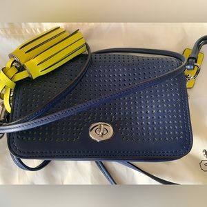 Blue with yellow accents Coach bag